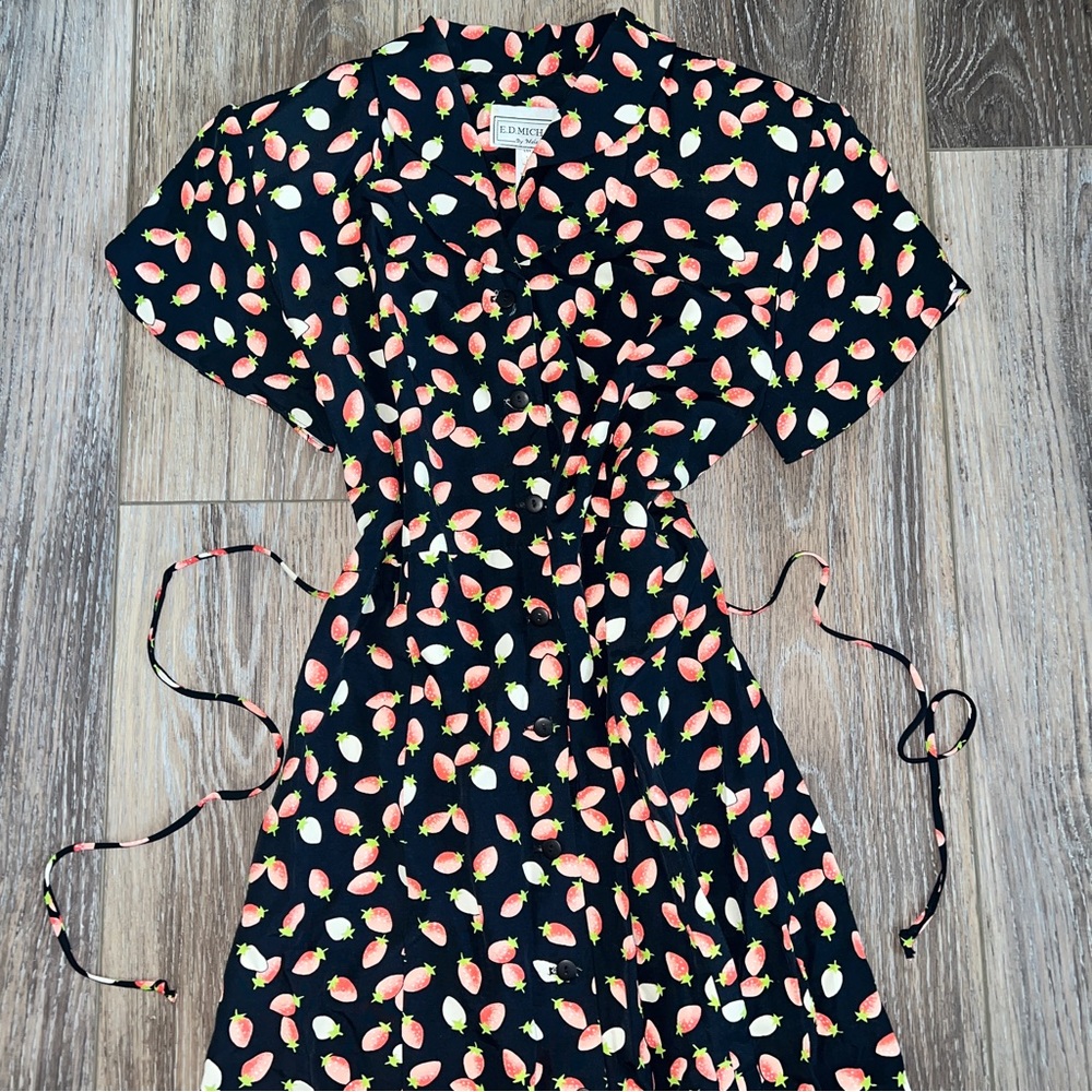 Vintage 90s strawberry print maxi dress